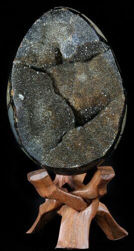 Septarian Dragon Egg Geode - Black Crystals #55719